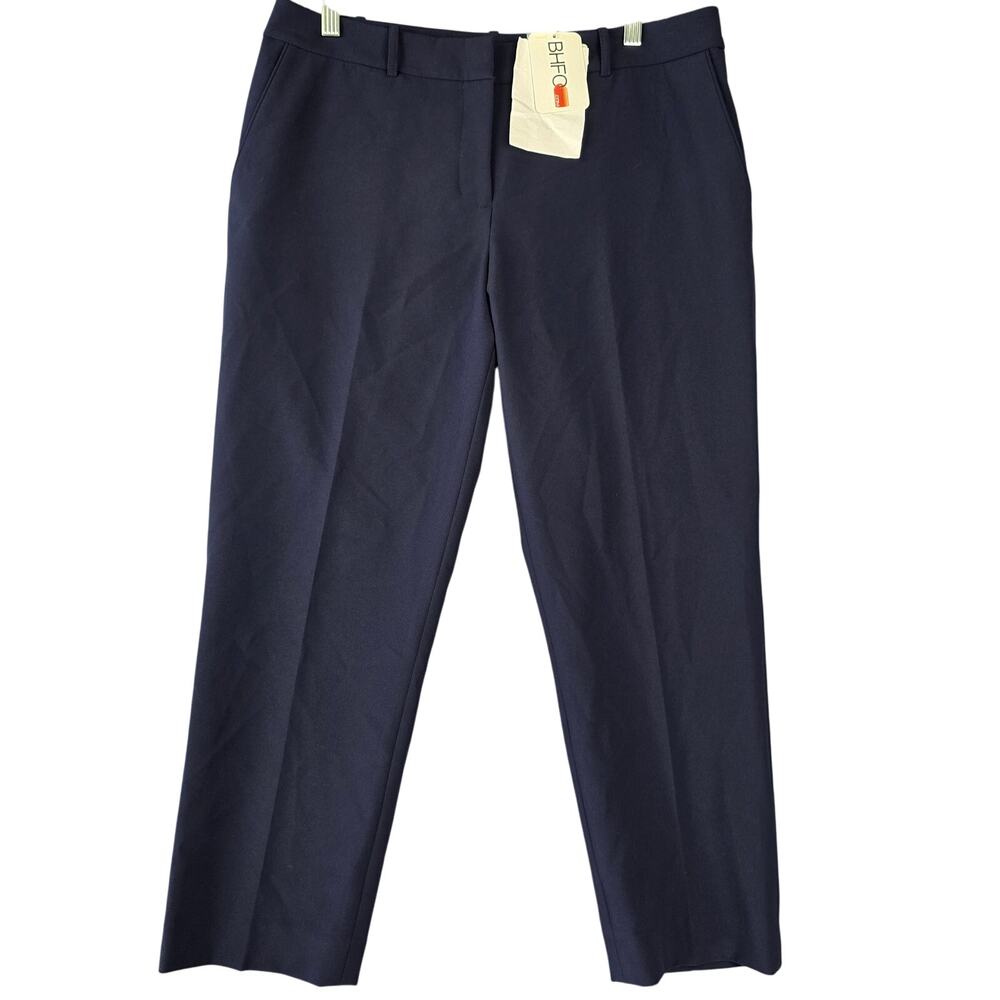 BHFO Blue Pants NEW Stretch Flat Front Straight Trousers Women's Size 10 Petite